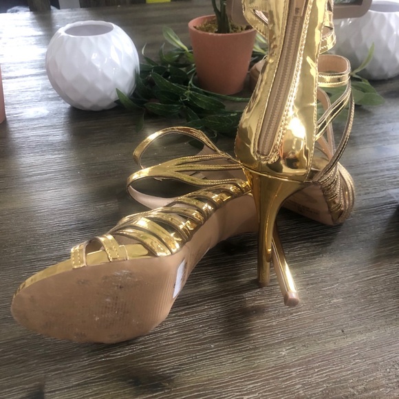 Gold Caged Heels - Picture 3 of 4